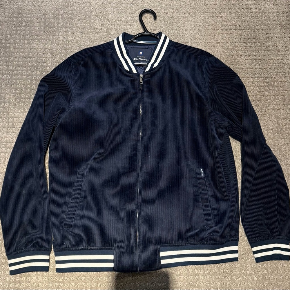 Navy Blue Corduroy Bomber Jacket